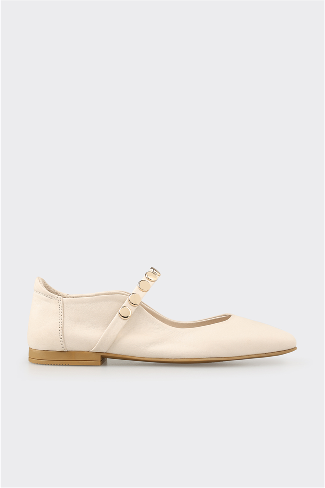 Bej Deri Kadın Günlük Ayakkabı