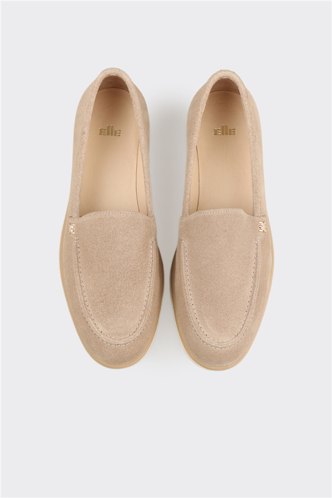 Bej Deri Kadın Günlük Ayakkabı