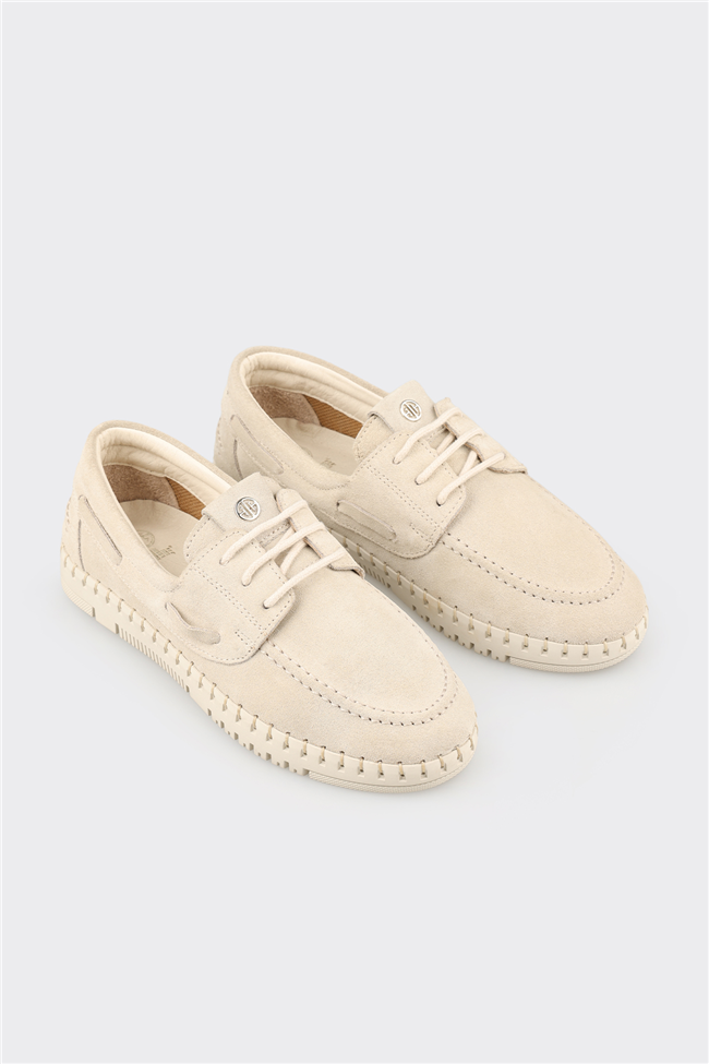 Bej Deri Kadın Günlük Ayakkabı