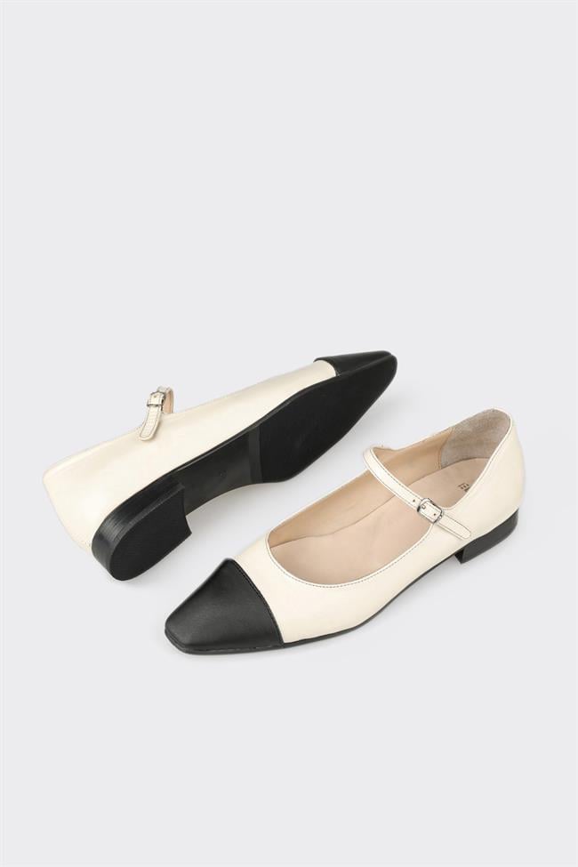 Bej Deri Kadın Günlük Ayakkabı