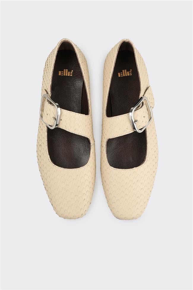 Bej Deri Kadın Günlük Ayakkabı