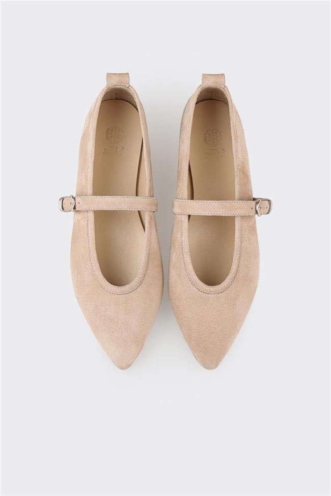 Bej Deri Kadın Günlük Ayakkabı