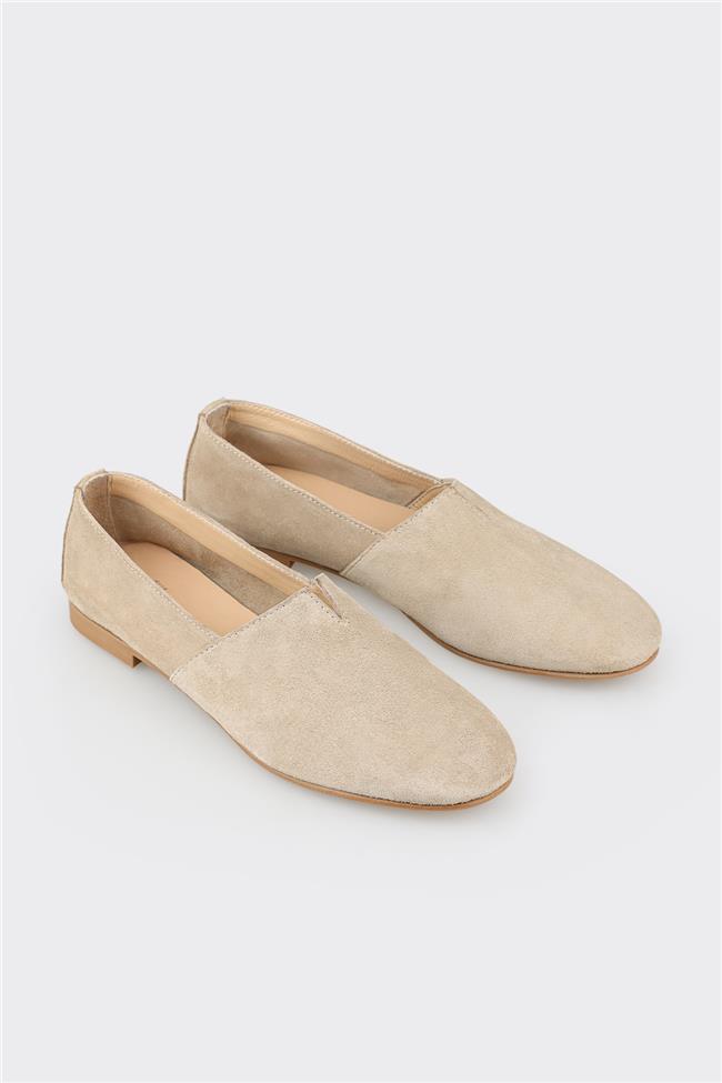 Bej Deri Kadın Günlük Ayakkabı