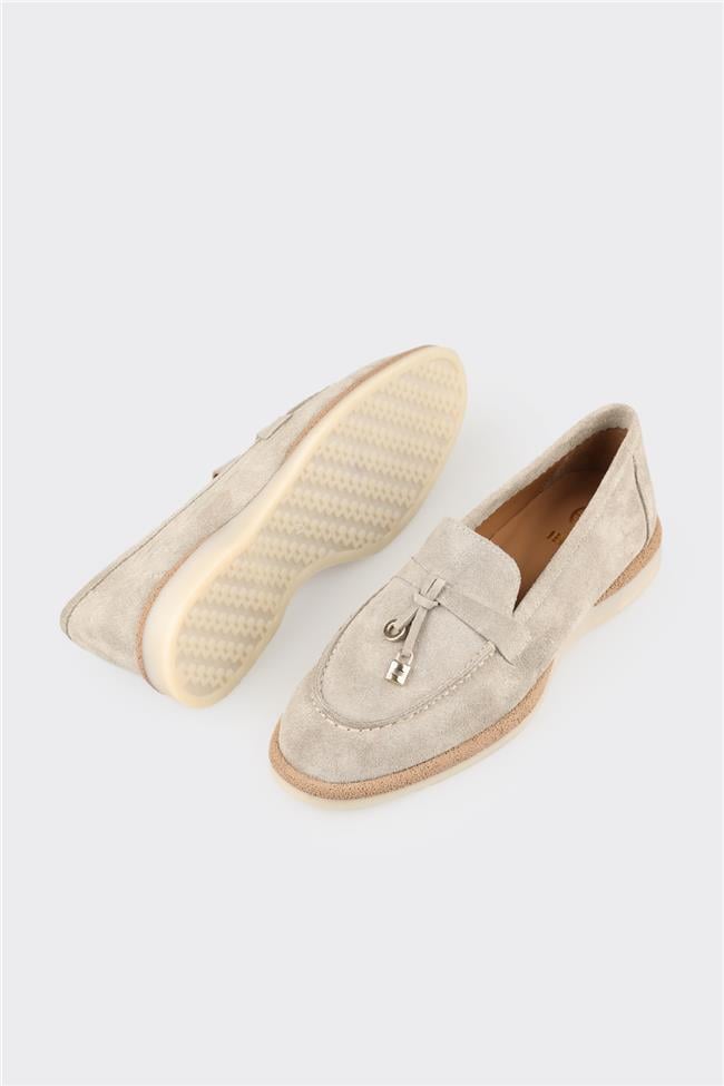 Bej Deri Kadın Günlük Ayakkabı