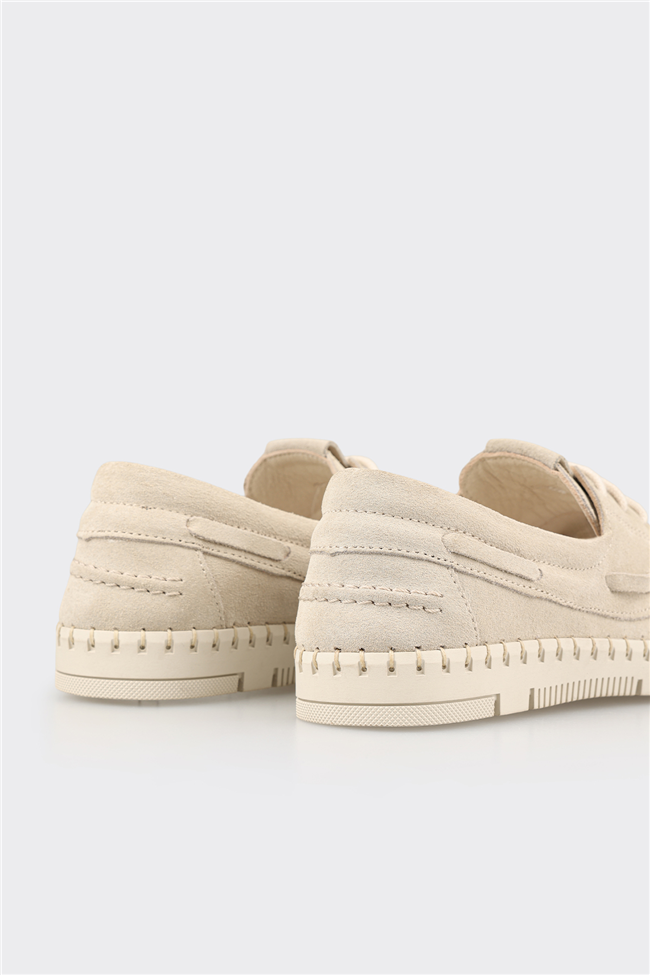 Bej Deri Kadın Günlük Ayakkabı