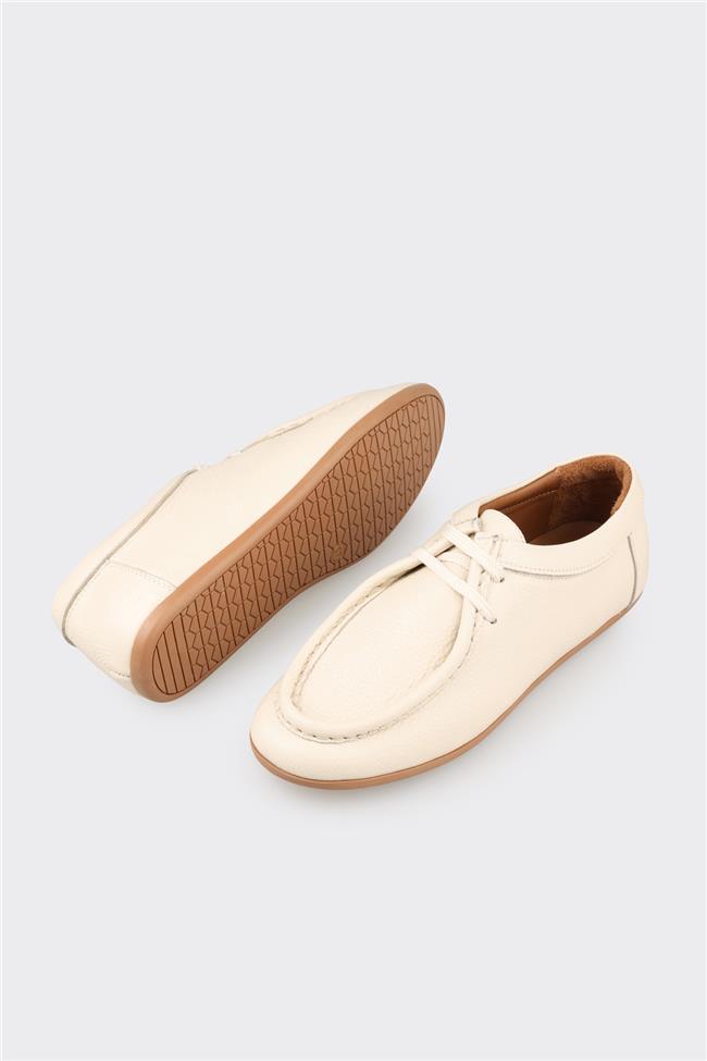 Bej Deri Kadın Günlük Ayakkabı