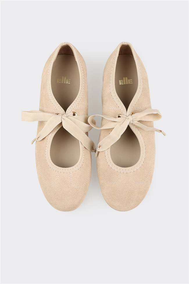 Bej Deri Kadın Günlük Ayakkabı