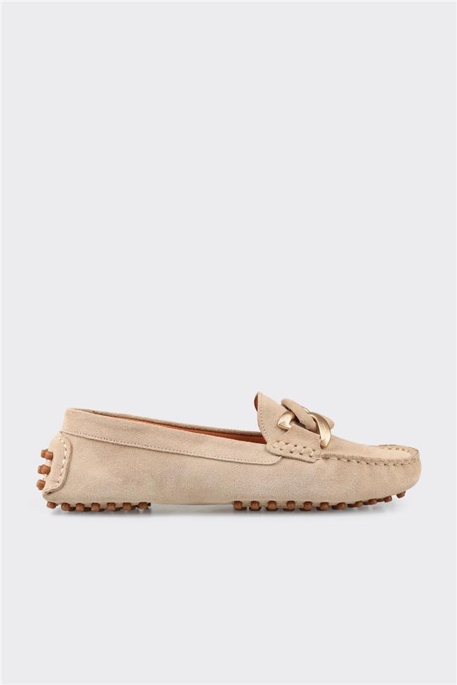 Bej Deri Kadın Günlük Ayakkabı