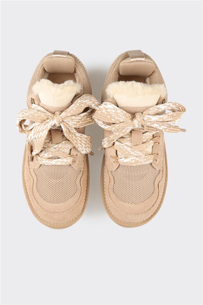 Bej Deri Kadın Günlük Ayakkabı