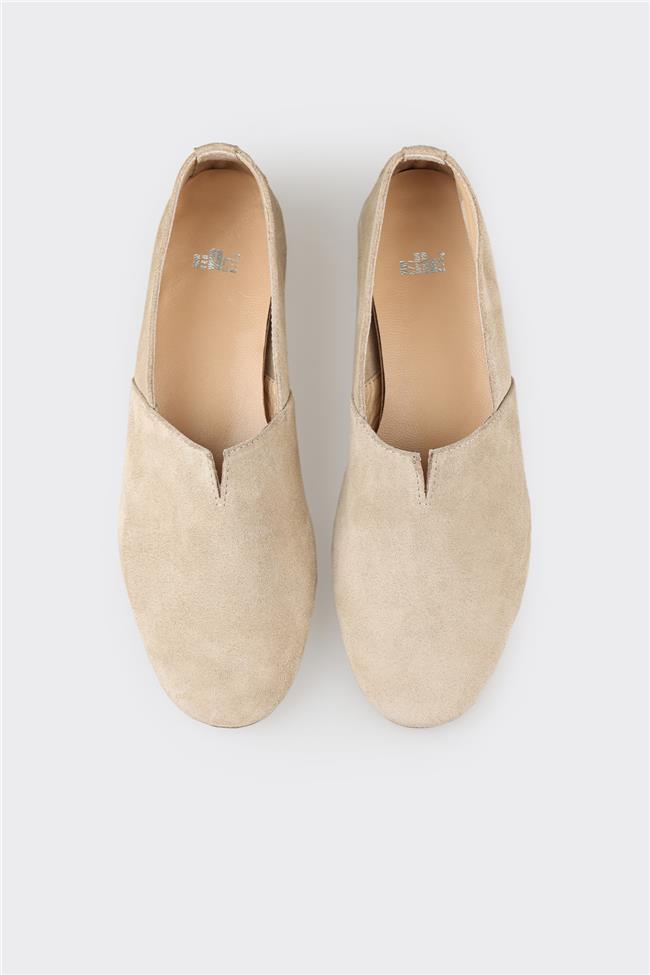 Bej Deri Kadın Günlük Ayakkabı