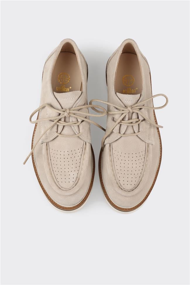 Bej Deri Kadın Günlük Ayakkabı