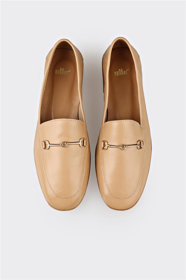 Bej Deri Kadın Günlük Ayakkabı