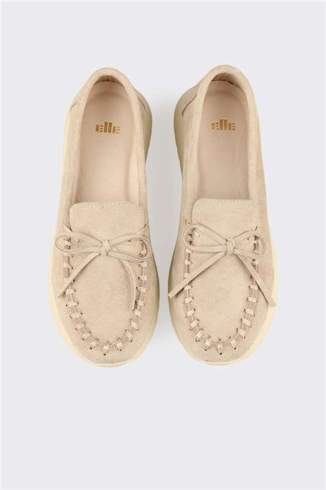 Bej Deri Kadın Günlük Ayakkabı