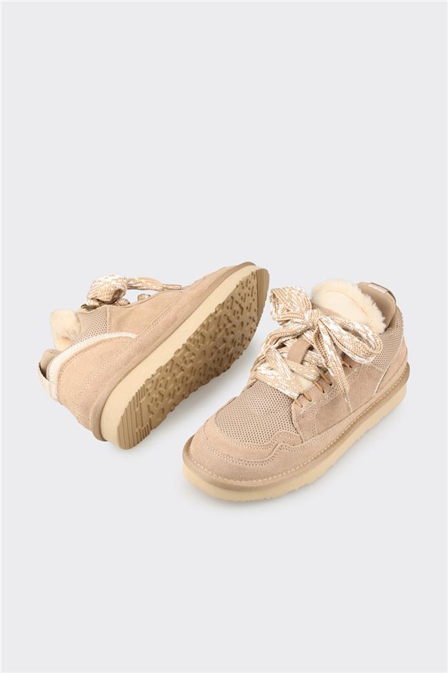 Bej Deri Kadın Günlük Ayakkabı