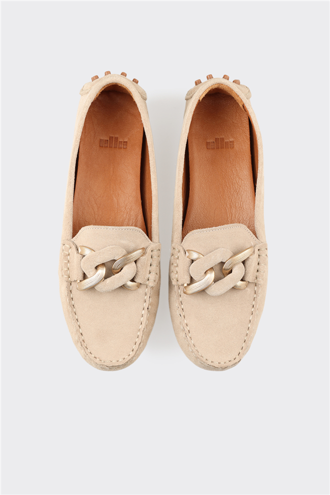 Bej Deri Kadın Günlük Ayakkabı