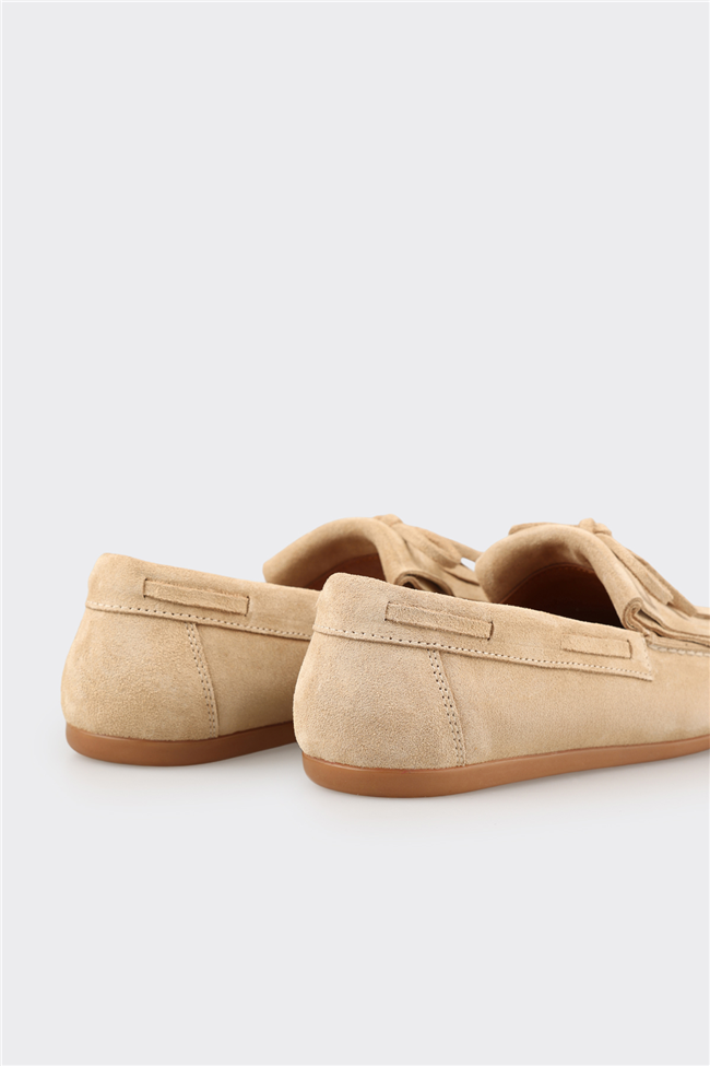 Bej Deri Kadın Günlük Ayakkabı