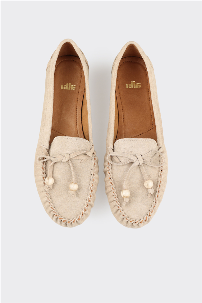 Bej Deri Kadın Günlük Ayakkabı