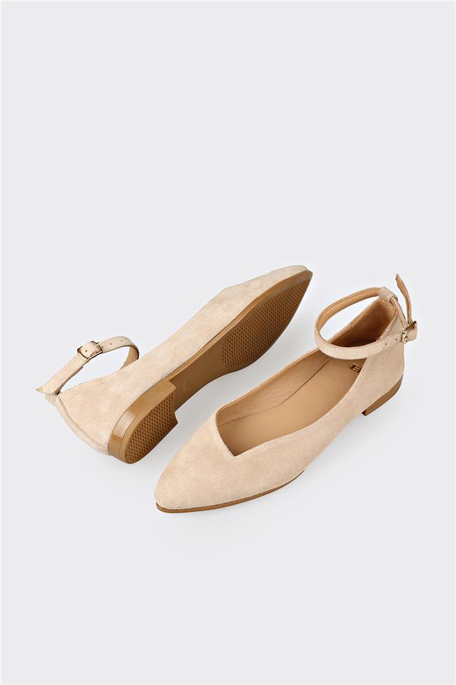 Bej Deri Kadın Günlük Ayakkabı