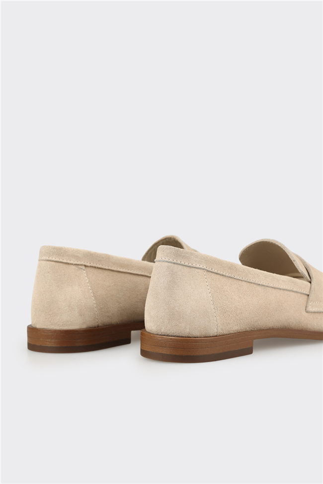 Bej Deri Kadın Günlük Ayakkabı