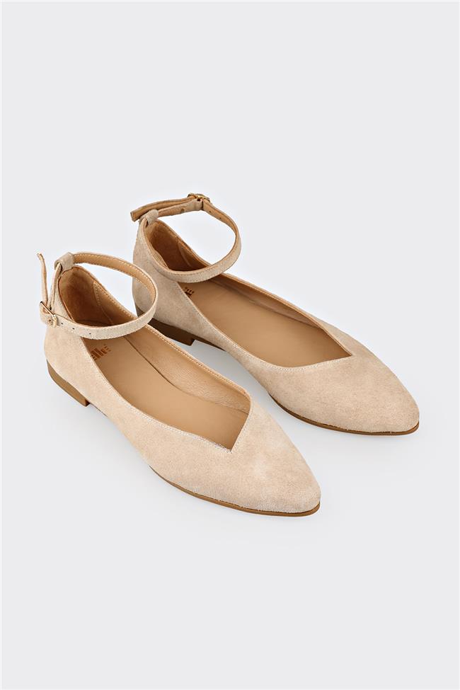 Bej Deri Kadın Günlük Ayakkabı