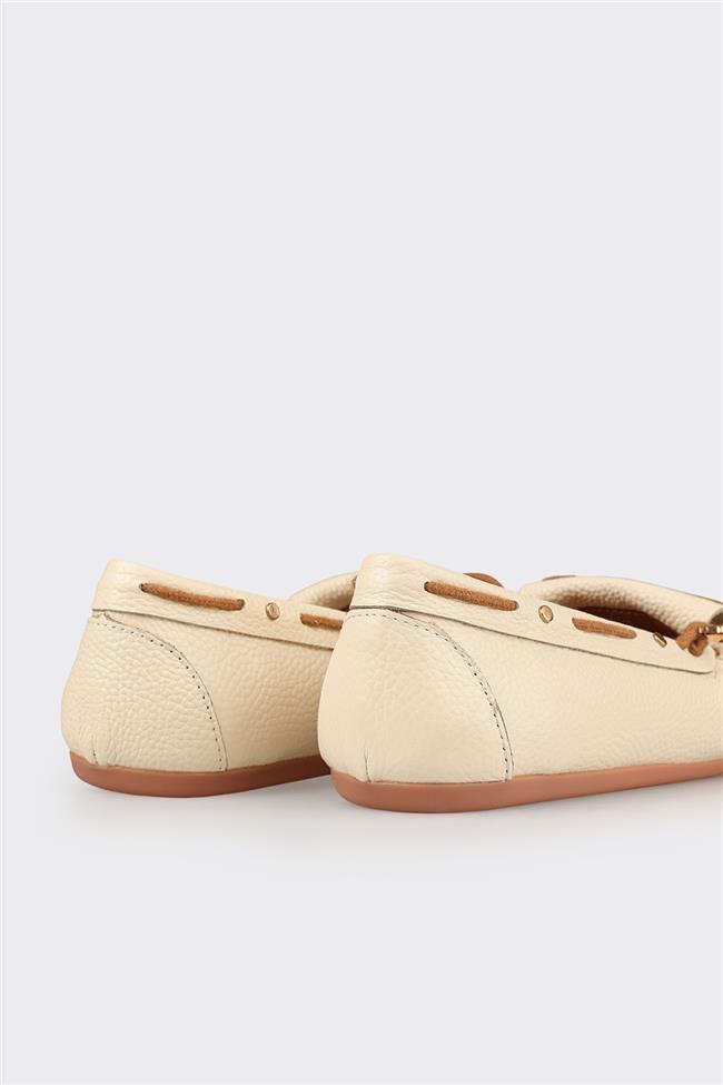 Bej Deri Kadın Günlük Ayakkabı