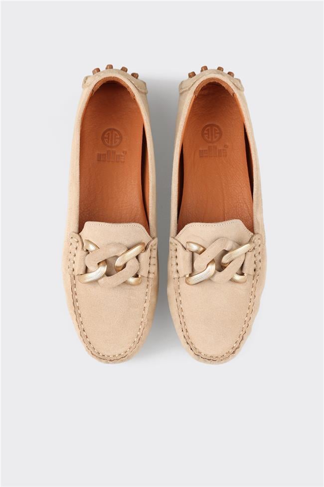 Bej Deri Kadın Günlük Ayakkabı