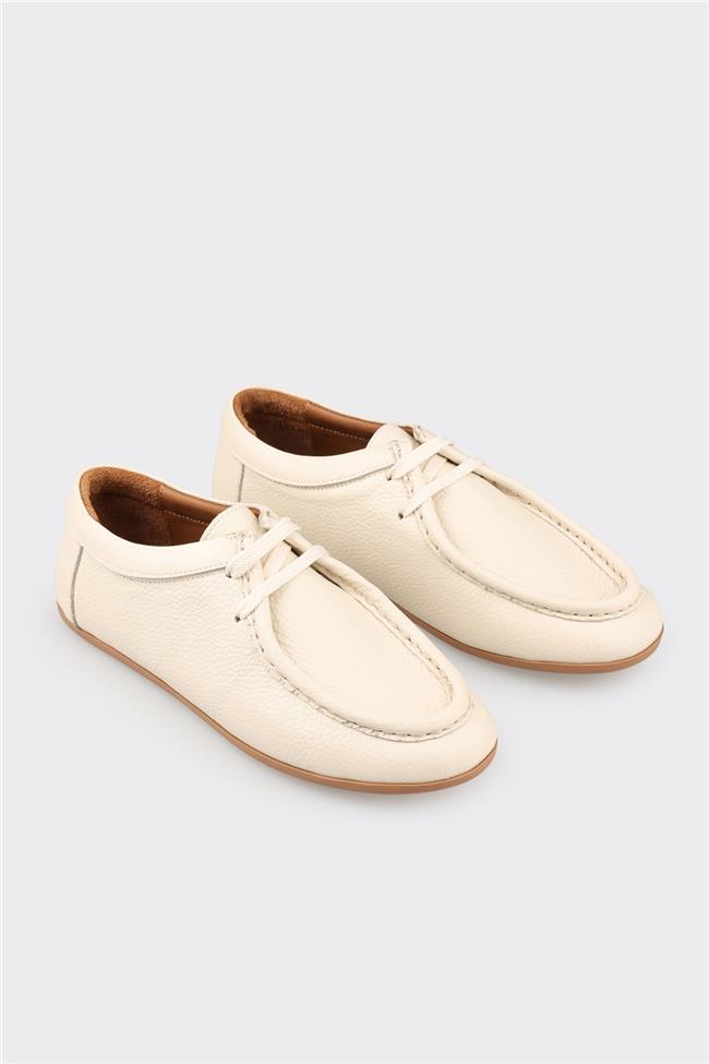 Bej Deri Kadın Günlük Ayakkabı