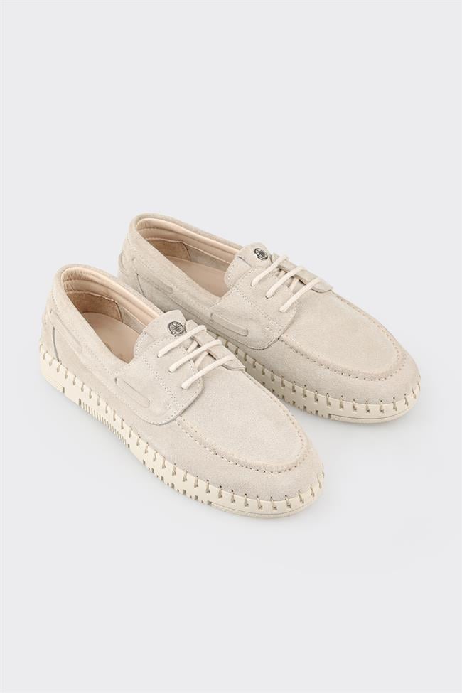 Bej Deri Kadın Günlük Ayakkabı