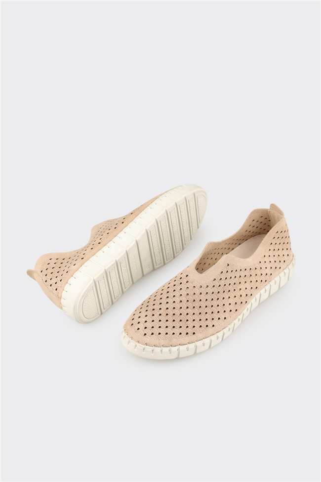 Bej Deri Kadın Günlük Ayakkabı