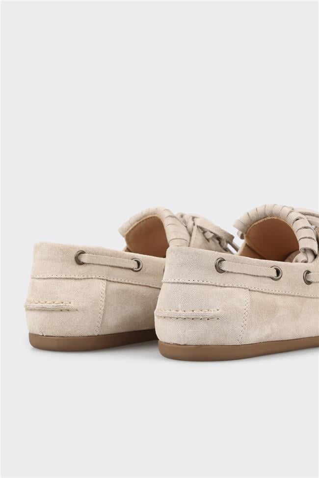 Bej Deri Kadın Günlük Ayakkabı