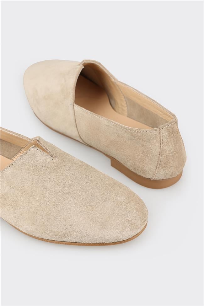 Bej Deri Kadın Günlük Ayakkabı