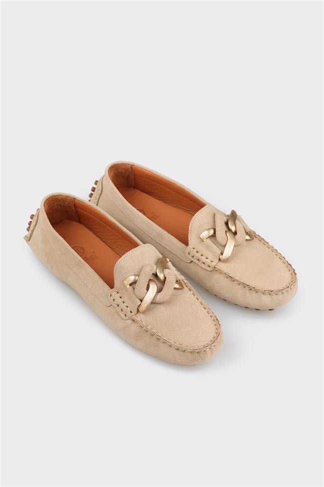 Bej Deri Kadın Günlük Ayakkabı