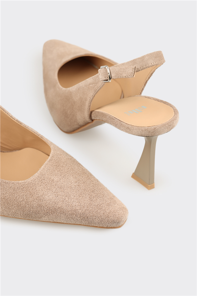 Bej Deri Kadın Klasik Ayakkabı