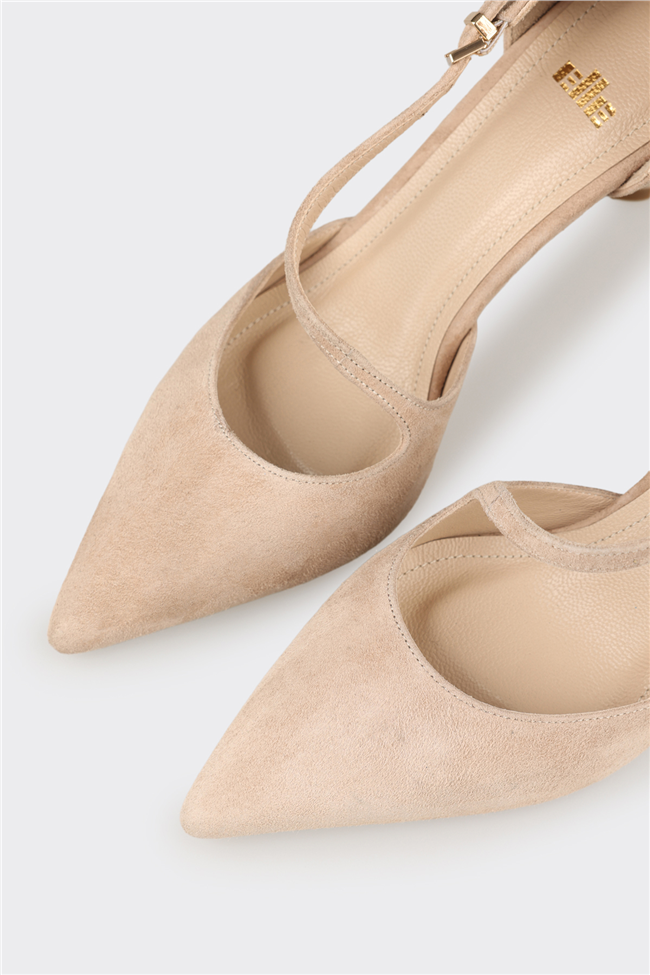 Bej Deri Kadın Klasik Ayakkabı