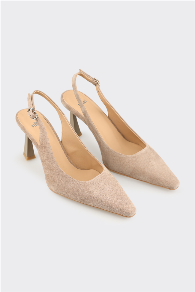 Bej Deri Kadın Klasik Ayakkabı