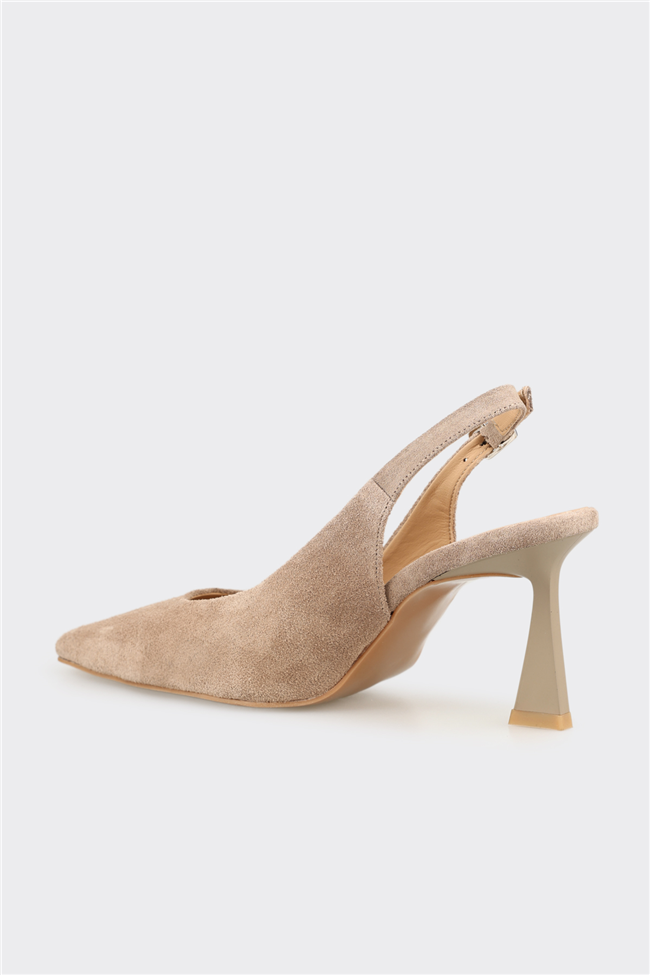 Bej Deri Kadın Klasik Ayakkabı