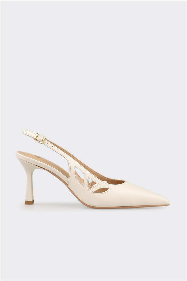 Bej Deri Kadın Klasik Ayakkabı