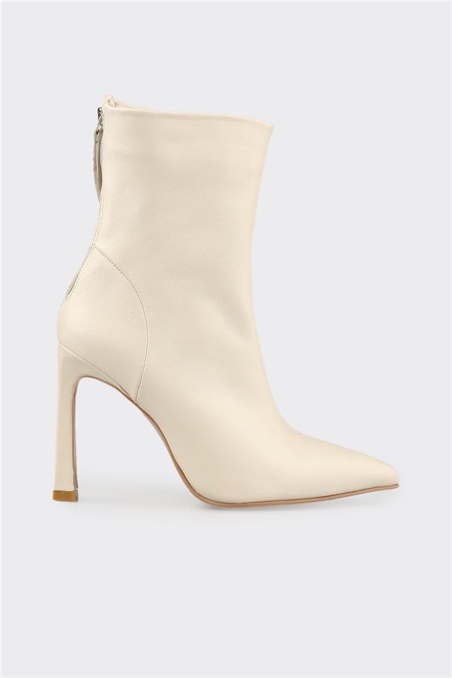 Bej Deri Kadın Klasik Bot