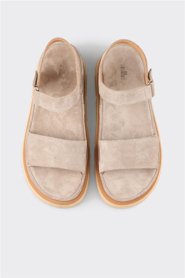 Bej Deri Kadın Sandalet