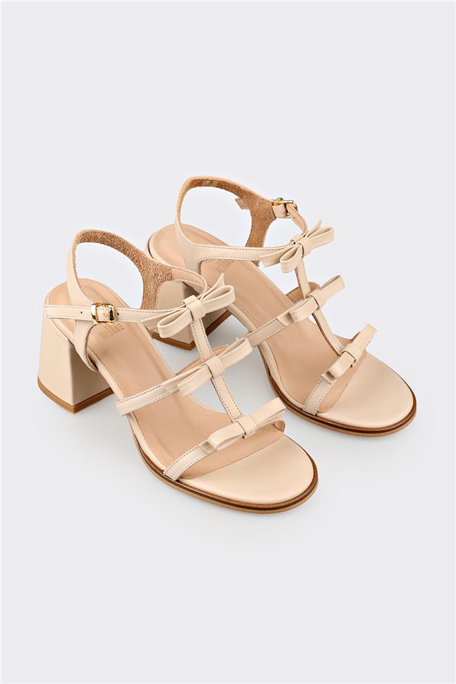 Bej Deri Kadın Sandalet