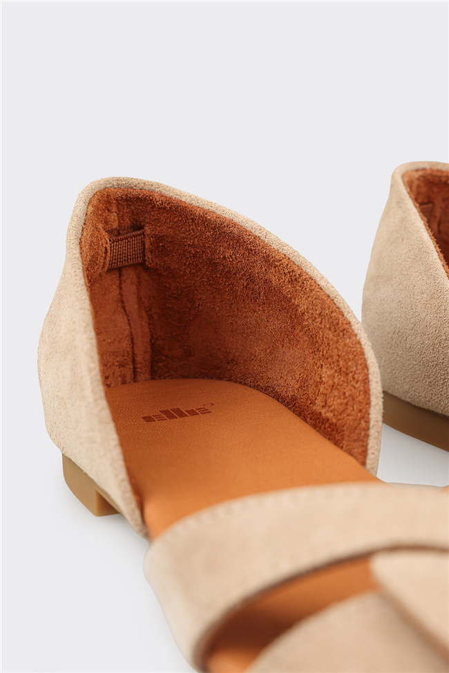 Bej Deri Kadın Sandalet