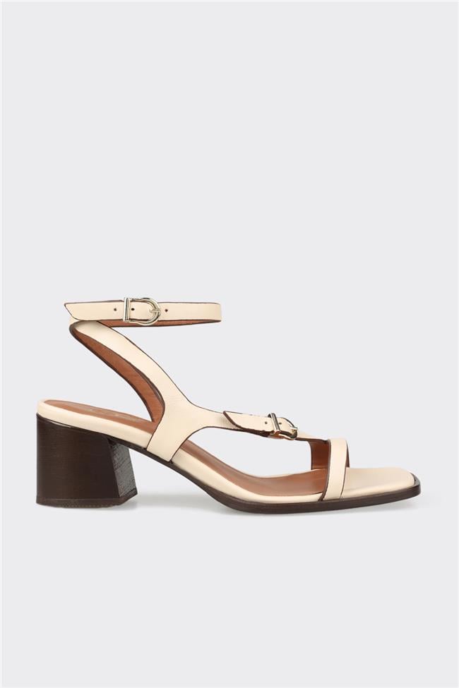 Bej Deri Kadın Sandalet