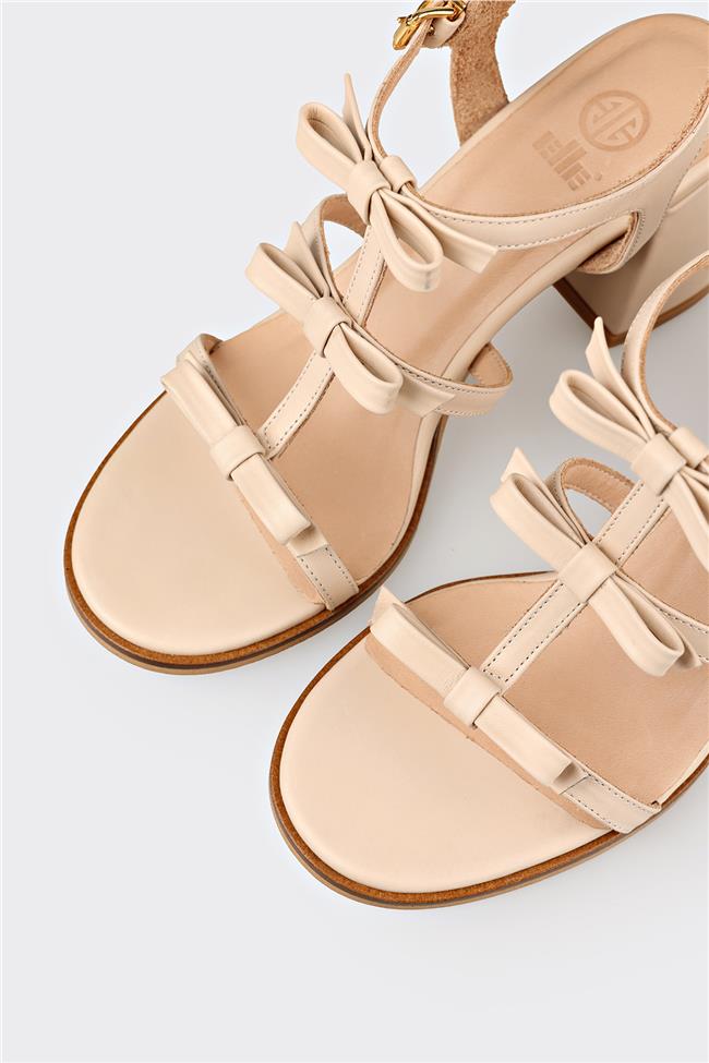 Bej Deri Kadın Sandalet