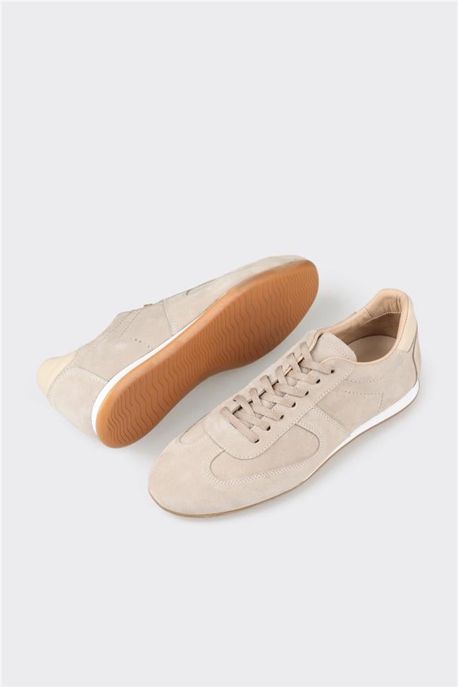 Bej Deri Kadın Spor Ayakkabı