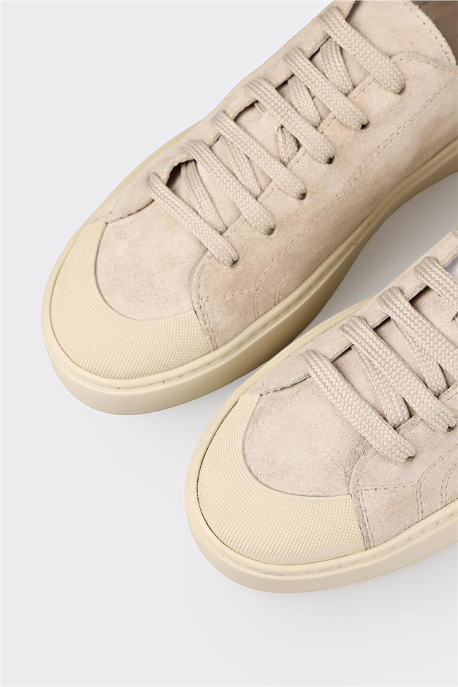 Bej Deri Kadın Spor Ayakkabı