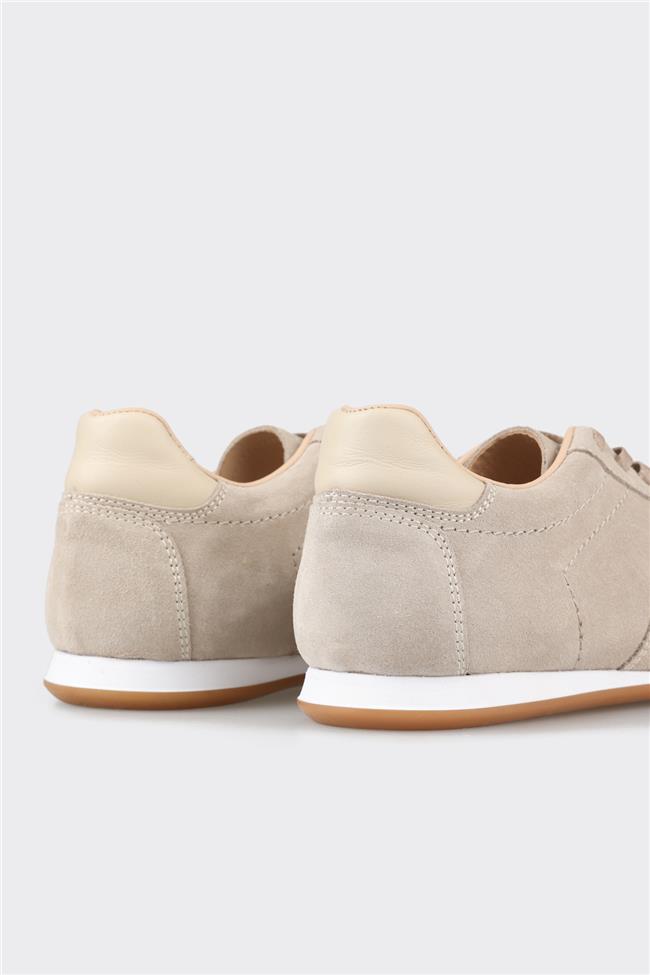 Bej Deri Kadın Spor Ayakkabı