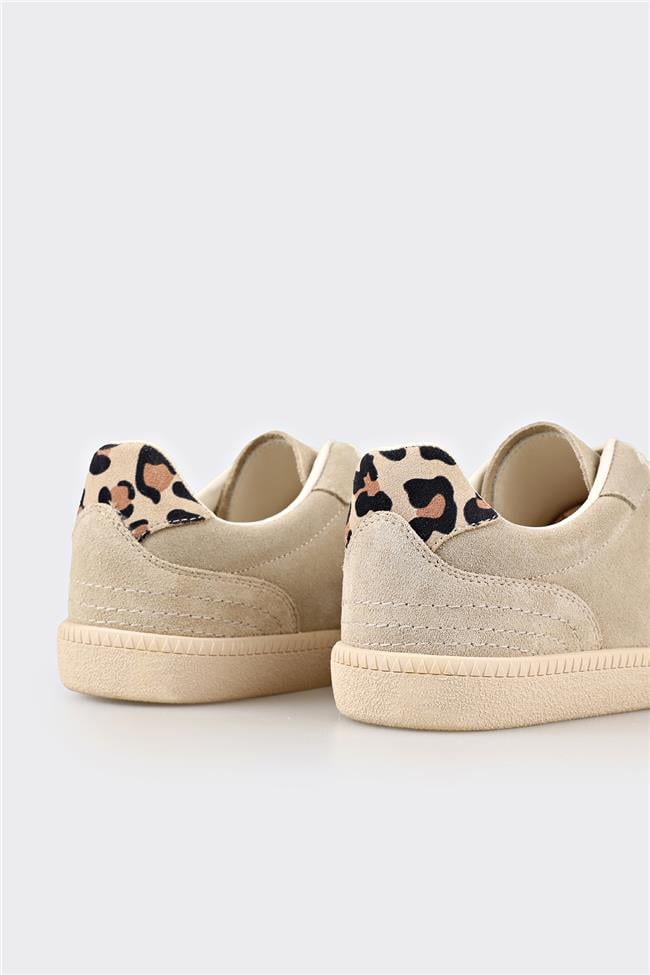 Bej Deri Kadın Spor Ayakkabı