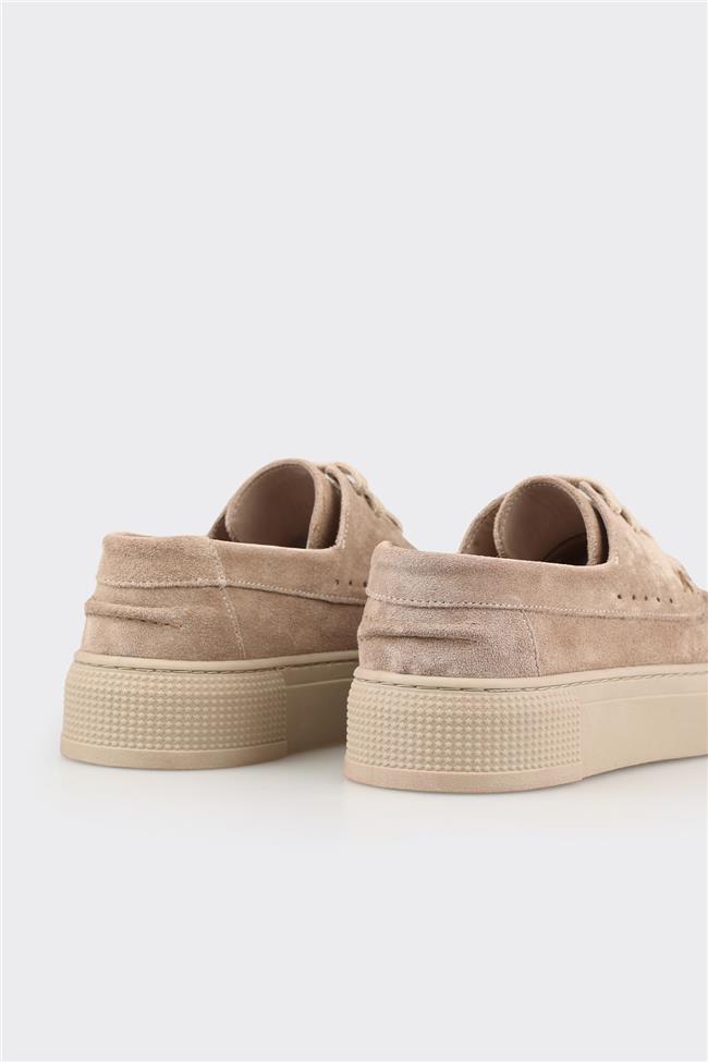 Bej Deri Kadın Spor Ayakkabı