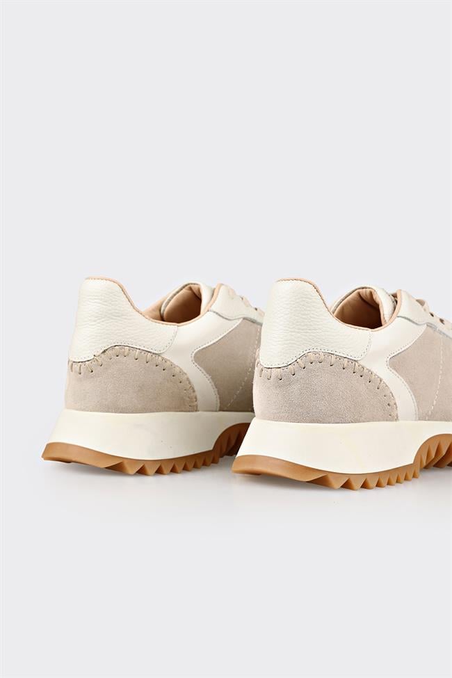 Bej Deri Kadın Spor Ayakkabı