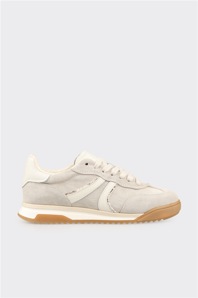 Bej Deri Kadın Spor Ayakkabı